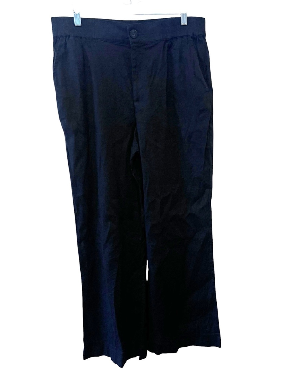 CAbi Women’s Dark Navy Finale High Rise Linen Blend Trousers Large Style #6425